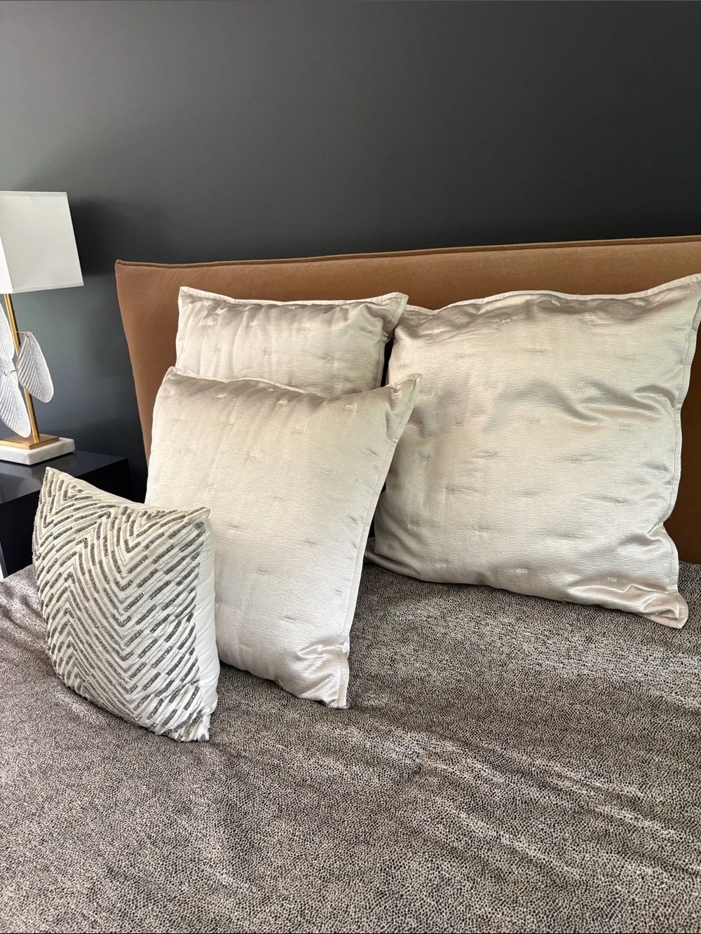 Neutral Champagne Euro Shams and Decorative Pillow Set for Home Bedding